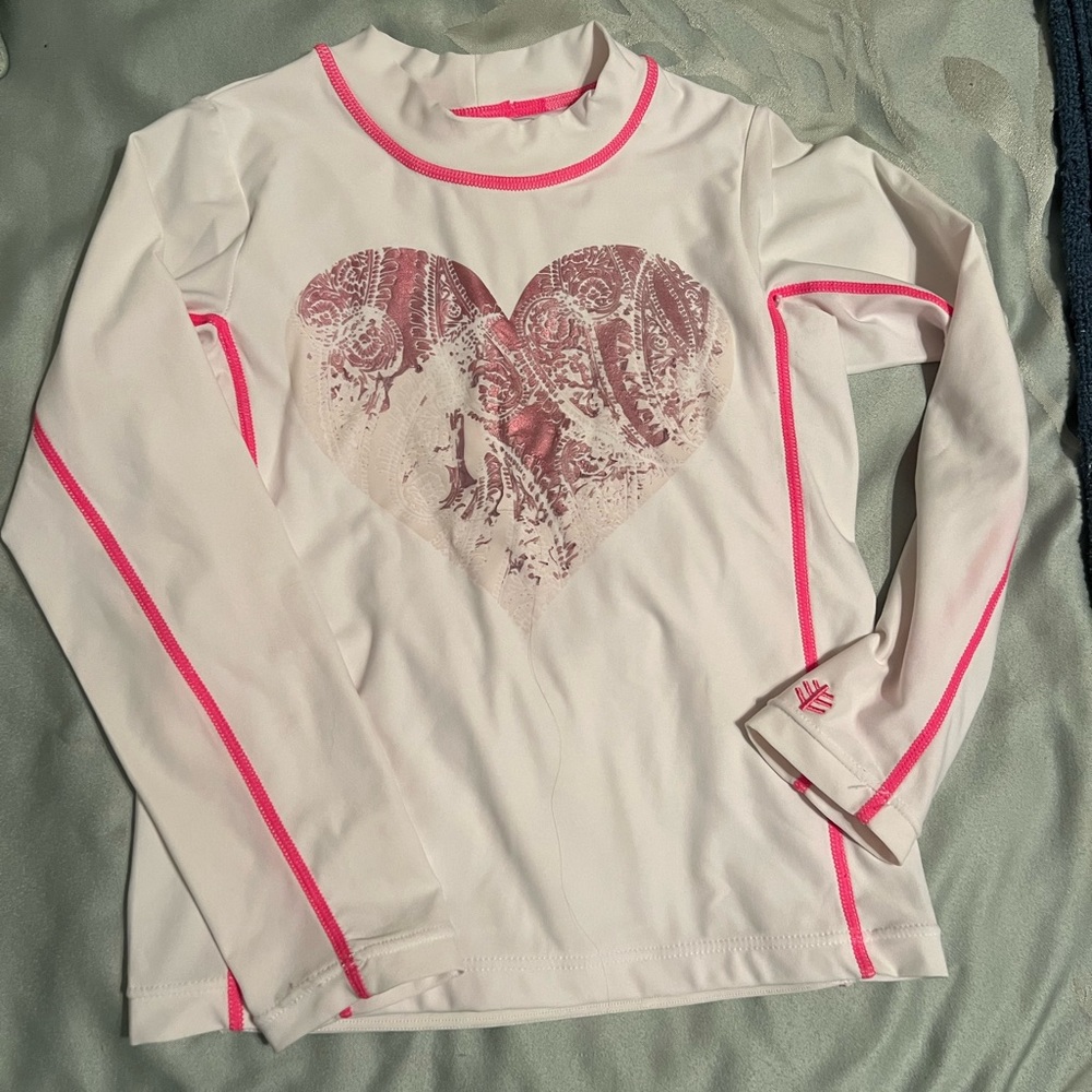 Coolibar long sleeve rashguard white with pink girls small
